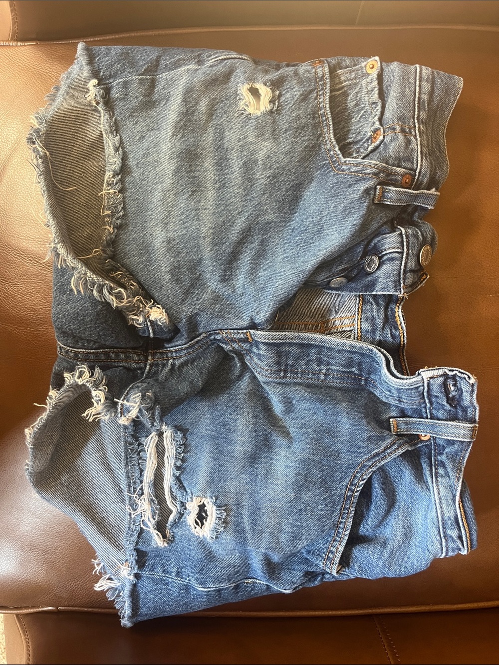 Levi's Distressed Denim 501 Shorts - Blue